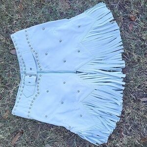 Studded White leather skirt